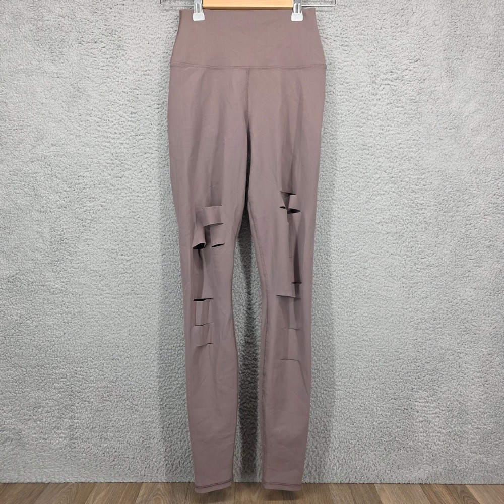 Alo Yoga High Waist Distressed Cutout Leggings Dusty Mauve XS